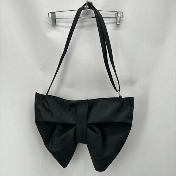 Unbranded Goth Punk Crossbody Purse Black Nylon Skull Purple Bow Monster Emo - Picture 2 of 8